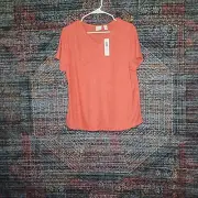 Chicos womens amber SpaceDye WEEKENDS heathered Amber Sky vneck tee M 2 NWT