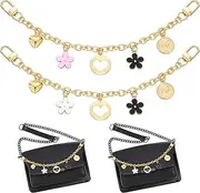 [Waydress] 2 Pieces Handbag Chain Straps Replacement Strap Accessories Handbag Charms Accessories Purse Clutches Handle Chains Decor with Clasp for Crossbody Shoulder Bag Purse, White and Black, Black and Pink,