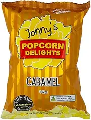 Jonny's Popcorn Delights - Caramel Wholegrain Popcorn, 142 g (Pack of 12)