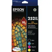 Epson 252XL Ink Cartridge High Yield Value Pack Black/Cyan/Yellow/Magenta