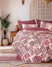 Nuit Des Rêves Ranforce Single XXL Quilt Cover Set, Claret Red, 155 x 220 cm, 100% Cotton, Pigment Printed, Machine Washable, Button Closure, Luxurious Comfort for Your Bedroom