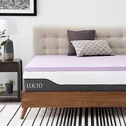 LUCID 2 Inch Lavender Infused Memory Foam Mattress Topper - Ventilated Design - Queen Size