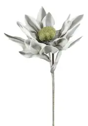 Set of 2 Realistic Artificial Botanica Long White Grey Flower Floral Stems