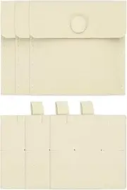 uxcell 8 x 8 cm Microfiber Jewelry Pouches, Snap Button Velvet Jewelry Pouches with Insert Luxury Gift Bag for Storing Ring Bracelets Necklaces Earring Envelopes, 3 Pcs (Beige)