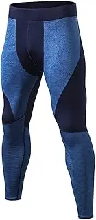 [KRUIHAN] Mens Sports Compression Fitness Pants - Gym Tights Training Base Layer Leggings Breathable Trousers(Blue/L)