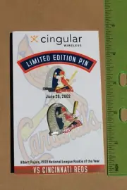 ALBERT PUJOLS, N.L. ROOKIE OF THE YEAR, ST. LOUIS CARDINALS Cingular pin