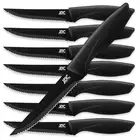 LDC Serrated Steak Knives Set of 8, Elegant Black Ultra Sharp Knives, Dishwas...