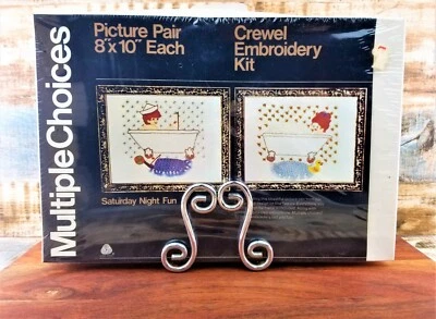 Multiple Choices Crewel Embroidery Kit SATURDAY NIGHT FUN Picture Pair 8" x 10"