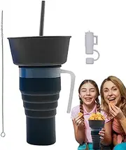 Snack Drink Cup ? Foldable Liquid Tumbler, Sip Mug, Reusable Fluid Container | Silicone Travel Cup Storage Combo Set, Leakproof Colorful Dispenser Lid Accessory Outdoor Park Picnic Adventu