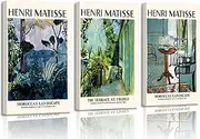 3Pcs Vintage Matisse Canvas Wall Art Prints Henri Matisse Exhibition Poster Abstract Colorful Painting Wall Decor Retro Aesthetic Artwork Pictures for Living Room Bedroom Home Office 12x16in Framed
