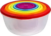 SCWBOEII 7Pcs Round Mixing Bowl Set Salad Bowl with Airtight Lids Plastic Nesting Mixing Bowl Set for Packing and Serving Christmas Salads Candies Cookies