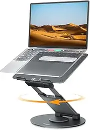 Nulaxy Telescopic 360 Rotating Laptop Stand for Desk Adjustable Height Swivel Pull Out Design Ergonomic Laptop Riser Standing Desk Converter Fits All 10-17" Laptops Computer MacBook, Gray