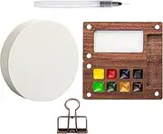 Travel Paint Set - Portable Watercolor Kit for Creative Anywhere | Wooden Paint Box with 8 Grids, Compact Palette Case for Artists, Students, Outdoor Painting and Art Practice