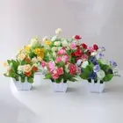 Pink Artificial Faux Plants Simulation Plastic Fake Flower Bonsai Home Decor