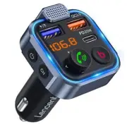 FM Transmitter in-Car Adapter,Type-C PD 20W+ QC3.0 Fast USB Charger, Wireless