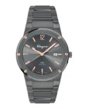 Ferragamo Mens F-80 Grey 41mm Bracelet Fashion Watch
