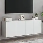 Wall Mounted TV Stands, Room Entertainment Center & Media Storage Cabinets Set for Living Room, Bedroom - Modern White Televisor Furniture