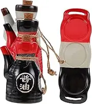 1Set Japanese Soy Sauce Vinegar Dispenser with Tray Capacity Stylish Condiment Bottles for Kitchen Sushi Storage Jars