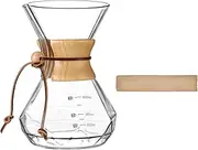 [Puricon] Pour Over Coffee Maker with Paper Filter 40 Sheets, Holds 1 to 2 Cups, 15oz Coffee Dripper Set Borosilicate Glass Coffee Carafe Brewer, Coffee Server for Home Café Restaurant Camping