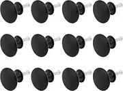 [HOJLKLD] 12 Pack Matte Black Cabinet Knob 1-1/6 Inch Round Cabinet Hardware Knobs for Bedroom Dresser Drawer, Kitchen Cupboard Door and Bathroom Drawer Hardware