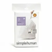 simplehuman BIN LINERS 30-35L 20-Pieces Code-H Thick Double Seams, Drawstring