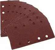 Angoily 30pcs Sandpaper for Sander Dry Grit Sandpaper Discs Self Adhesive Sanding Sheets Square Sandpaper 8 Hole Red for Polishing