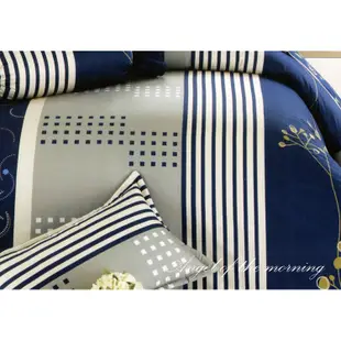 DUYAN竹漾 100%精梳棉雙人六件式床罩組-藍帶階級 兩用被 枕套 台灣製 雙人 加大