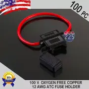 100 Pack 12 Gauge ATC In-Line Blade Fuse Holder 100% OFC Copper Wire Protection