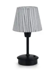 Small Cordless Table Lamps for Restaurant Dinner Black-White Stripes Lampshade