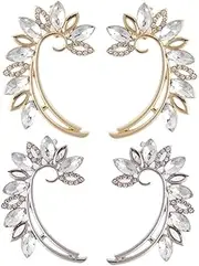 [WRITWAA] Leaf Ear Cuffs Jewelry Flat Back Earrings Sterling Silver No Piercing Stud Earrings for Women