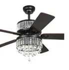 52'' Chandelier Ceiling Fan with Remote, Crystal Fan Light, Indoor