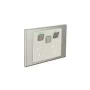 Clipsal Iconic STYL Double Switched Internal Power point with extra Switch Cover Plate Crowne - S3025XC-CE