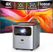 YUZINO Projector 4K, Electric Focus & Keystone Correction & Zoom, 15000L Native 1080P WiFi Bluetooth Projector, Mini Projector Home Cinema Outdoor Projector for Mobile Phone with TV Stick Smartphone