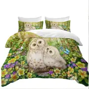 Cute Wildlife Animal Art Adorable Owls Quilt Cover