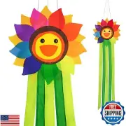 emma kites Smiling Sunflower Rainbow Windsock Hanging Décor Outdoor Windsock