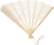 ABOOFAN Embroidered Bamboo Hand Fan Folding Fan Exquisite Lace Design Safe Reliable for Dance Performance Festival Decorations