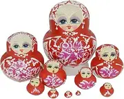 Russian Dolls Nesting Dolls Christmas 10PCS Russian Doll Nesting Dolls Set Matryoshka Wooden Stacking Nested Handmade Toy for Christmas Matryoshka Dolls Stacking Dolls