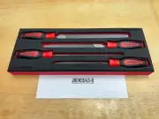 Snap-on Tools USA NEW RED 4pc Soft Grip Mixed File Foam Set SGHBF500AFR