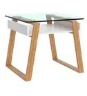 bonVIVO Side Table Accent Coffee Table Modern Glass Living Room Table #N7097