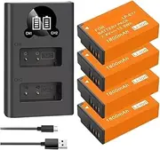 HOMERW 1800mAh LPE17 LP E17 LP-E17 Battery + 2-Slot Dual Charger Compatible for Canon EOS 200D M3 M5 M6 750D 760D T6i T6s 800D RP Kiss X8i SL2(4batteryand1charger)