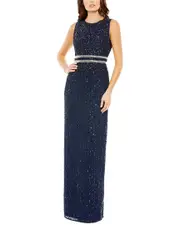Mac Duggal Sequined High Neck Column Gown
