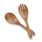 Acacia Wood Salad Tongs - 10.2 Inch Serving Utensils Set - Dinner Fork and Sp...