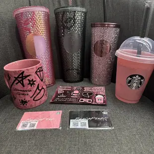 Starbucks 星巴克 black pink Bp聯名 冷水杯 馬克杯 bling冷水杯 塑膠杯 隨行卡 貼紙