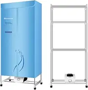Concise Home Electric Clothes Dryer 1000W Large Capacity 15kg Double layer Stainless Steel Energy-Efficient Indoor Wet Laundry Warm Air Drying Wardrobe (Three layer)