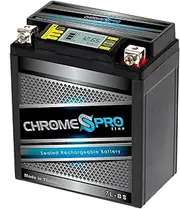 Chrome Pro 7L-BS iGel Maintenance Free Replacement Battery with Digital Display for ATV, Motorcycle, Scooter, and Snowmobile: 12 Volts, .6 Amps, 6.3Ah, Nut and Bolt (T3) Terminal