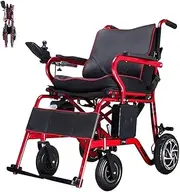 Folding Electric Wheelchair, Intelligent Wheelchair Manual/Automatic Switchable Portable Power Wheelchair Lightweight Dual Motor Electric Wheelchair for The Elderly Disabled Red,Portable