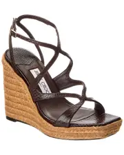Jimmy Choo Ayla 110 Lizard-Embossed Leather Wedge Sandal