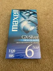 (1) Maxell Video Cassette GX-Silver High Quality T-120 VHS VCR Recording Tape