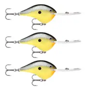 3x Rapala Dives to 20ft Crankbait Lures with Deep Diving Metal Disc -Old School
