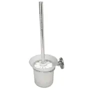 3X(Chrome Round Wall Mounted Toilet Brush and Frosted Glass Toilet Brush5826
